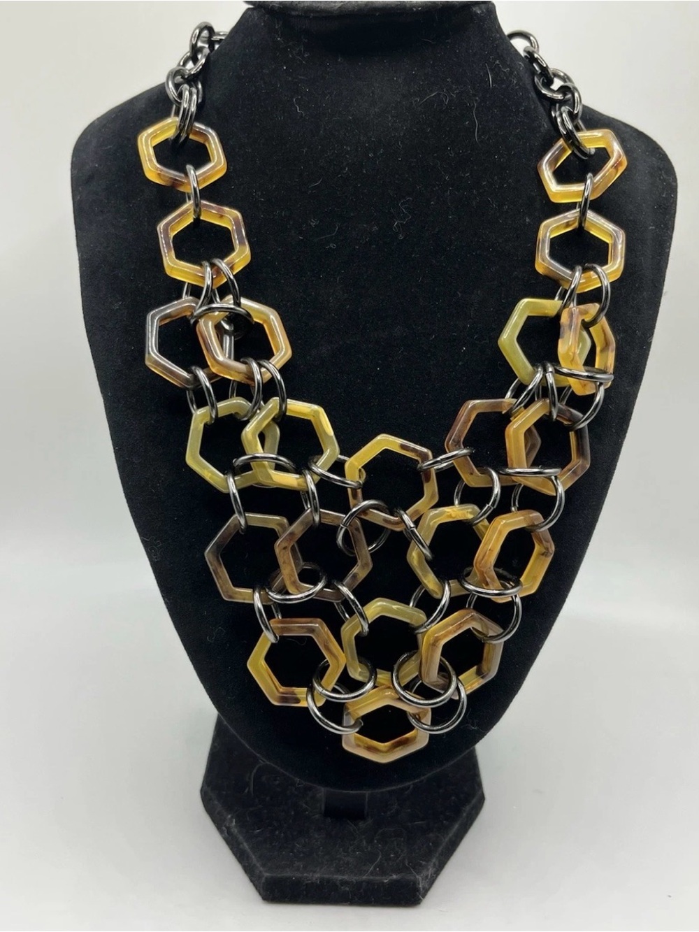 Lia Sophia Honeycomb Galapagos Faux Tortoise Statement Necklace